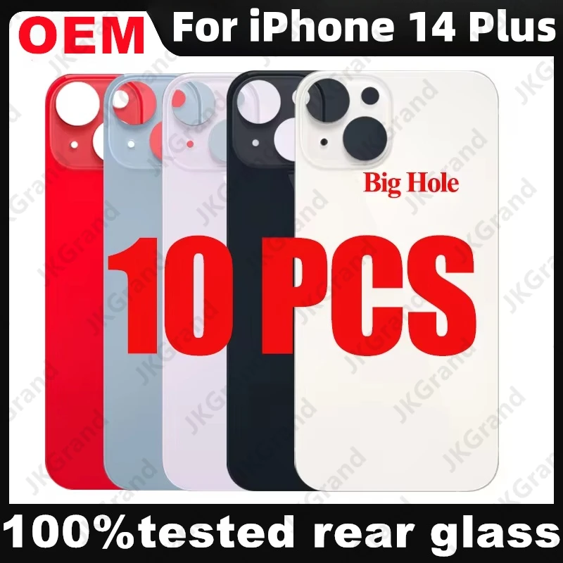 10 Pcs For iPhone 14 Plus Back Glass Panel Battery Cover Replacement Parts best quality Big Hole Camera Rear Door Housing Beze