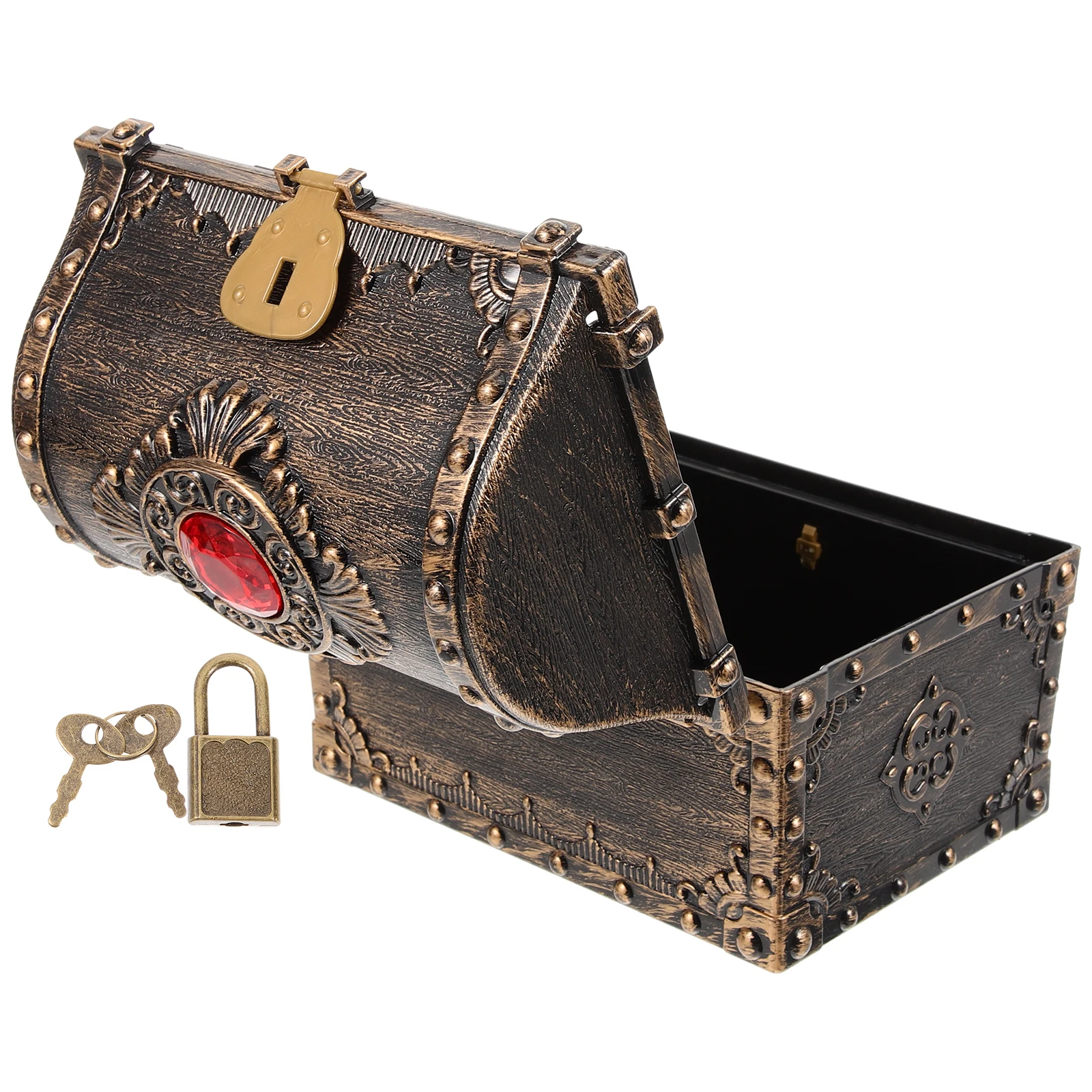 

Pirate Treasure Chest Box Retro Storage Case for Kids Creative Gemstone Props Plastic Small Chest Tool Box