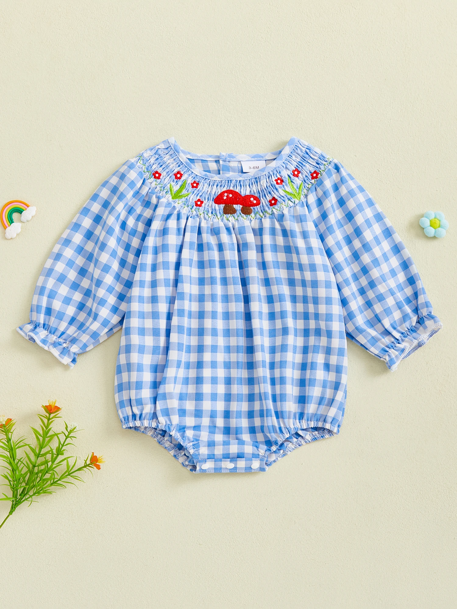 Toddler Boy Plaid Overall Pumpkin Patch Embroidered Smocked Short Sleeve Jumpsuit Adorable Autumn Outfit for Kids