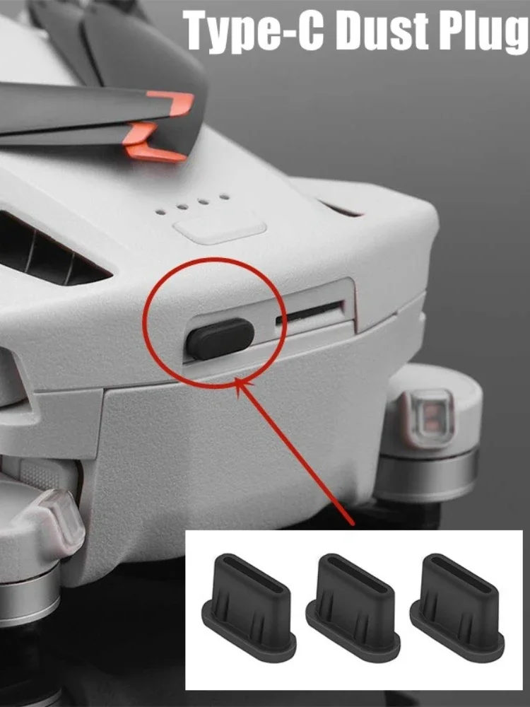 Zaślepki przeciwkurzowe Type-C, silikonowe osłonki i zabezpieczenia przed zgubieniem do DJI Mini 3 Pro i wszystkich urządzeń z portami ładowania Type-C — 2