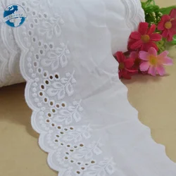 100% Cotton Embroidery 8.5cm Wide White Lace Sewing Ribbon Trim Fabric Diy Craft Supplier Wedding Dress Accessories#4336