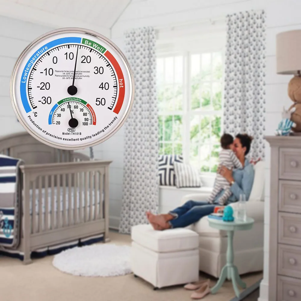 

TH101B Thermometer Hygrometer Round Temperature Humidity Monitor Meter -30~50℃ Temperature Monitor 20-100%