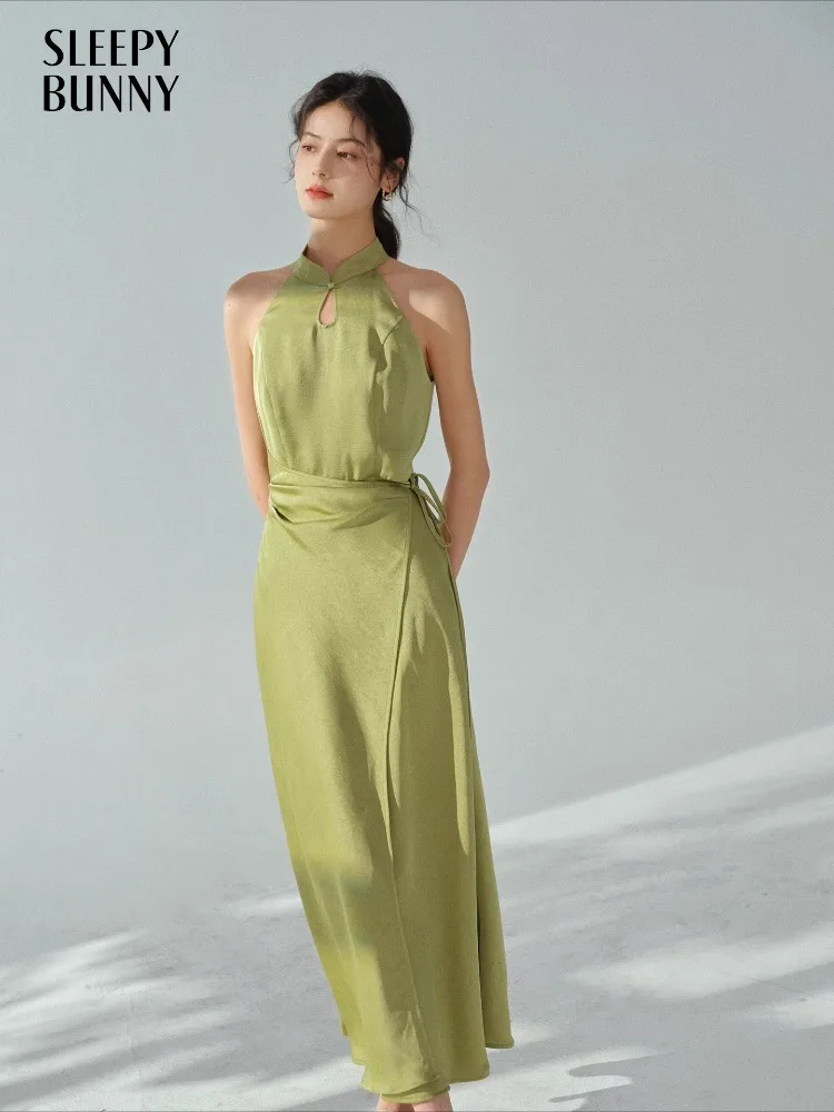 

Elegant Jacquard Maxi Dress Chinese Style Sleeveless Long Dress Slim Draped Cut Vintage Inspired Outfit Women Autumn Casual Wear