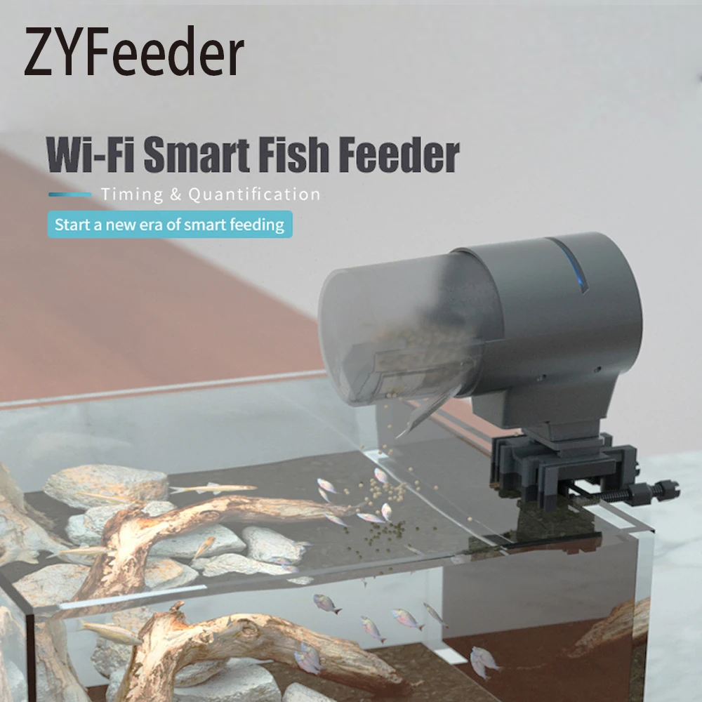 

ZYFeeder 1pc WIFI Version Smart Fish Feeder Black Fish Tank Feeder Automatic Fish Feeder for Aquariums - Smart Timing