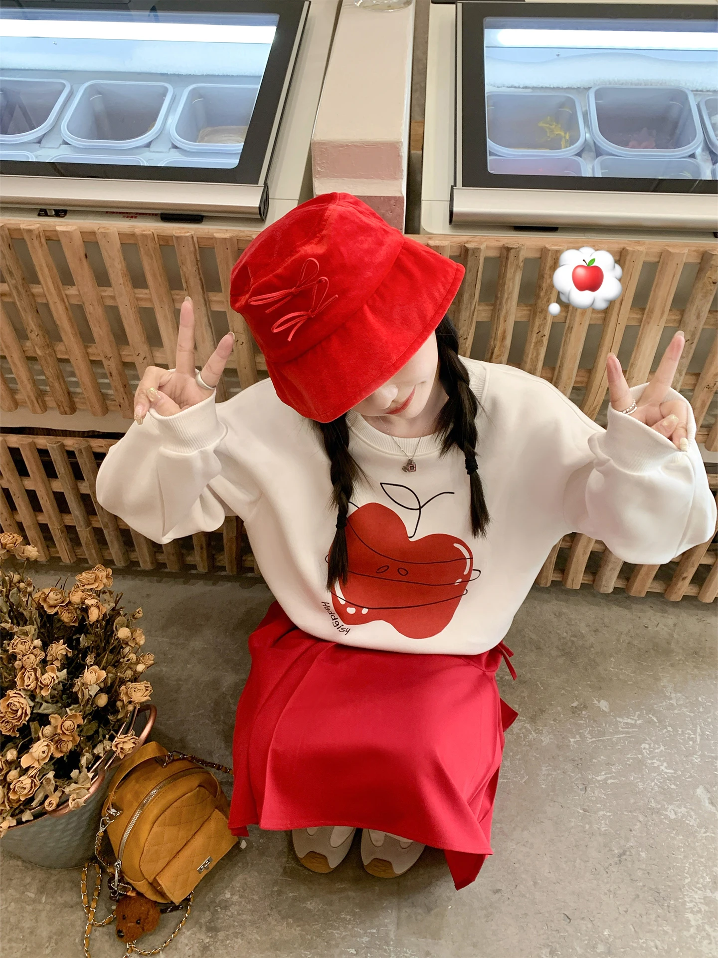 

Свободный свитшот с длинными рукавами и круглым вырезом для женщин, осенне-зимний, удобный, с принтом, в корейском стиле, повседневный, уличный стиль