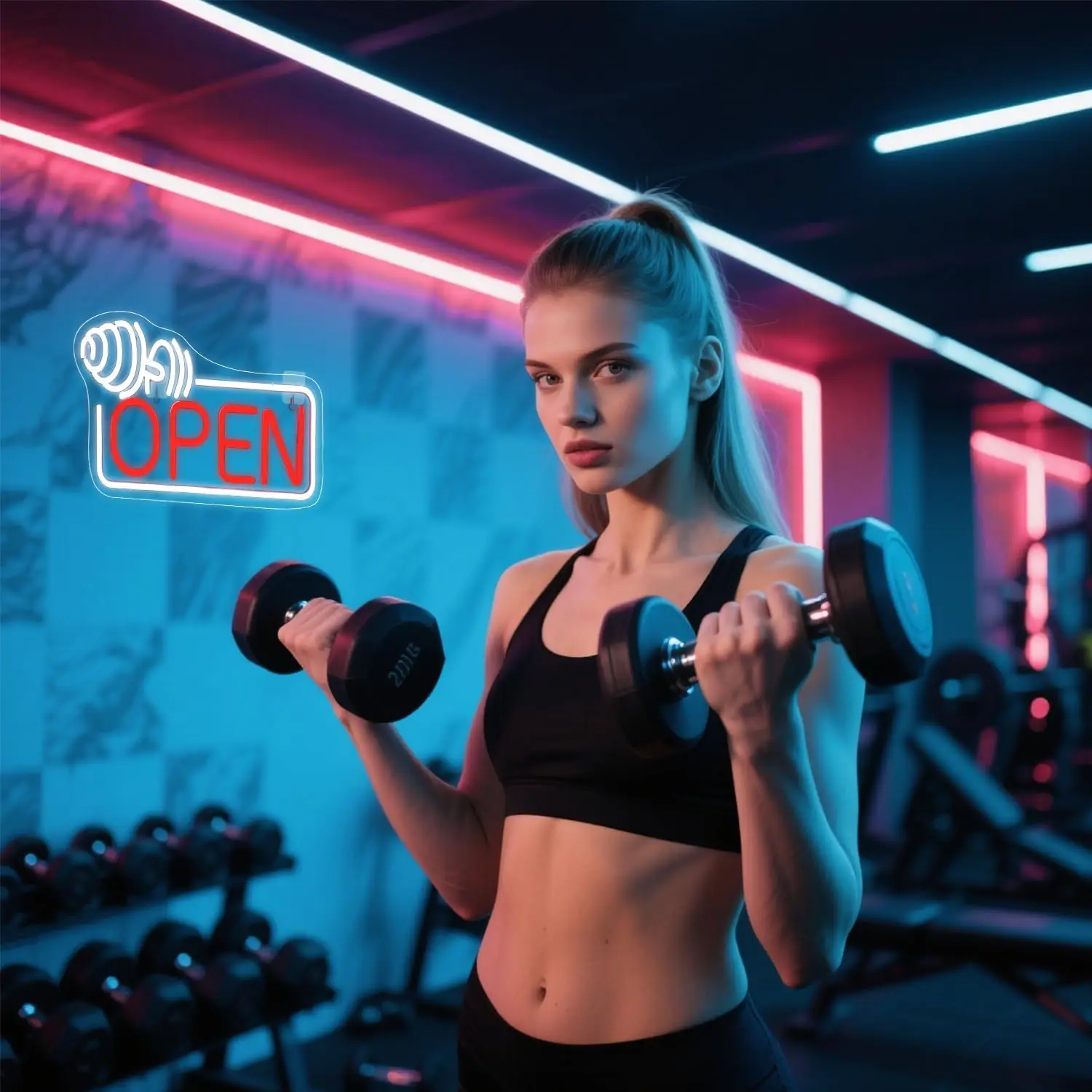 

Открытая неоновая вывеска со штангой, USB-светодиод с регулируемой яркостью для декора спортзала, красная неоновая вывеска со штангой для бизнеса, неоновые огни, вывеска для фитнес-клуба, тренажерного зала