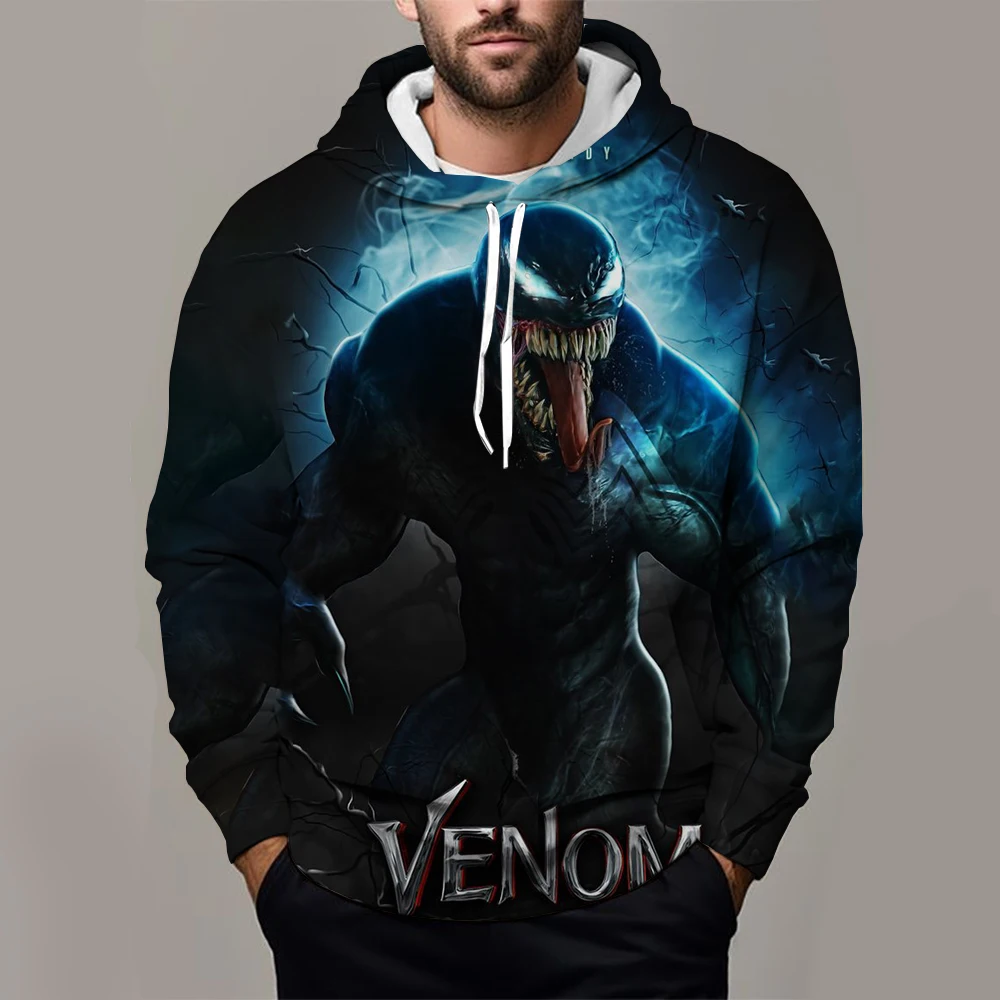 New Marvel Venom Print Men's Hoodie 3D Print Tops Oversized Fashion Pullover Street Casual Alien Hoodie Men's Clothing