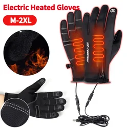 USB Rechargeable Heated Motorcycle Gloves Touch Screen Gloves Heating Thermal Gloves for Cycling Running Driving Hiking Walking