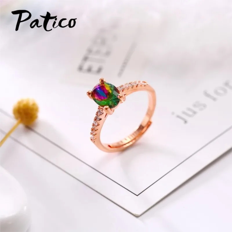 New Clear Cubic Zirconia Rose Gold Opening Rings For Women Fashion 925 Sterling Silver Jewelry Gift Open Ring For Mother