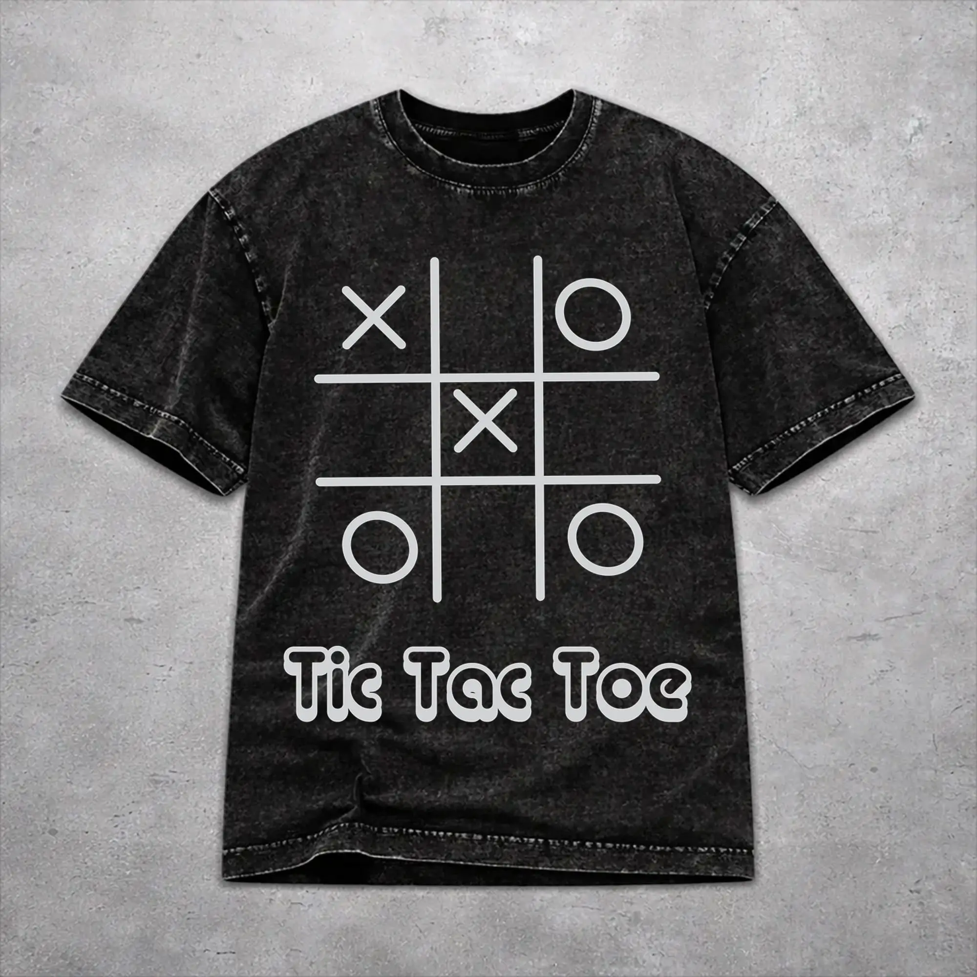 Tic Tac Toe Washed T Shirts Streetwear Hip Hop Novelty T-Shirt  Tees for Men Women Short Sleeve Oversize
