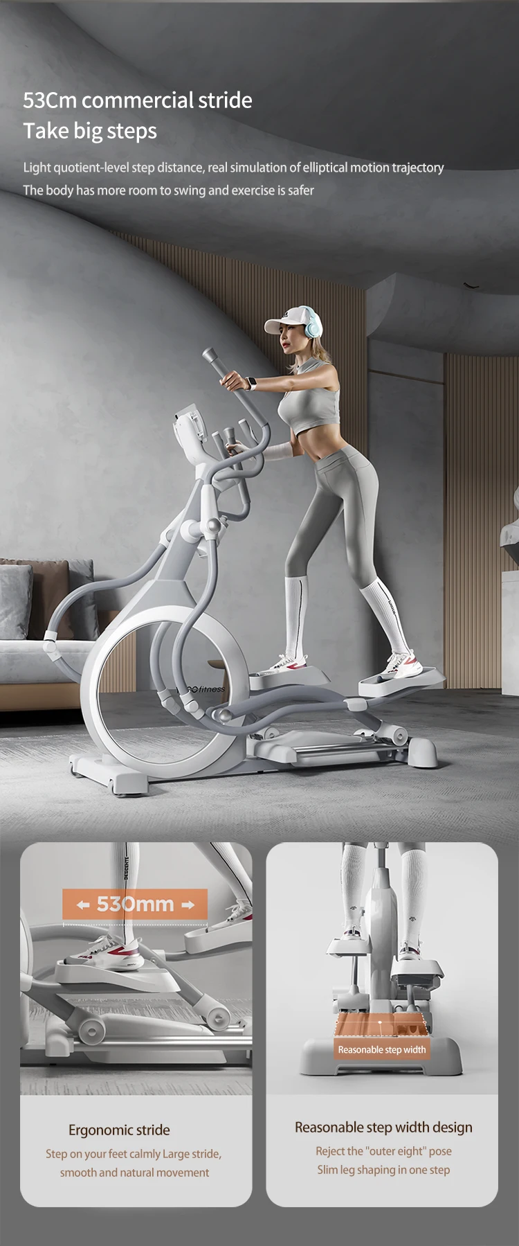 Equipamento esportivo de fábrica, máquina magnética de treinamento cruzado, melhor fábrica elíptica com aplicativo de ajuste gratuito