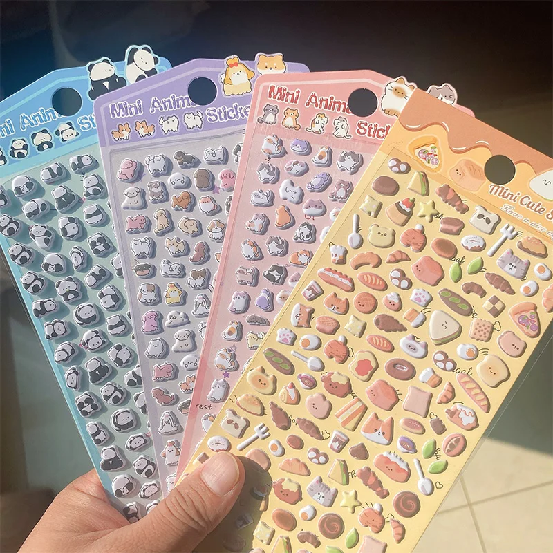 

4 шт. 3D пухлые наклейки в стиле K-стиль-декор в виде пузырькового кота с животными, эстетические наклейки для телефонов INS, креативные канцелярские наклейки для журналов