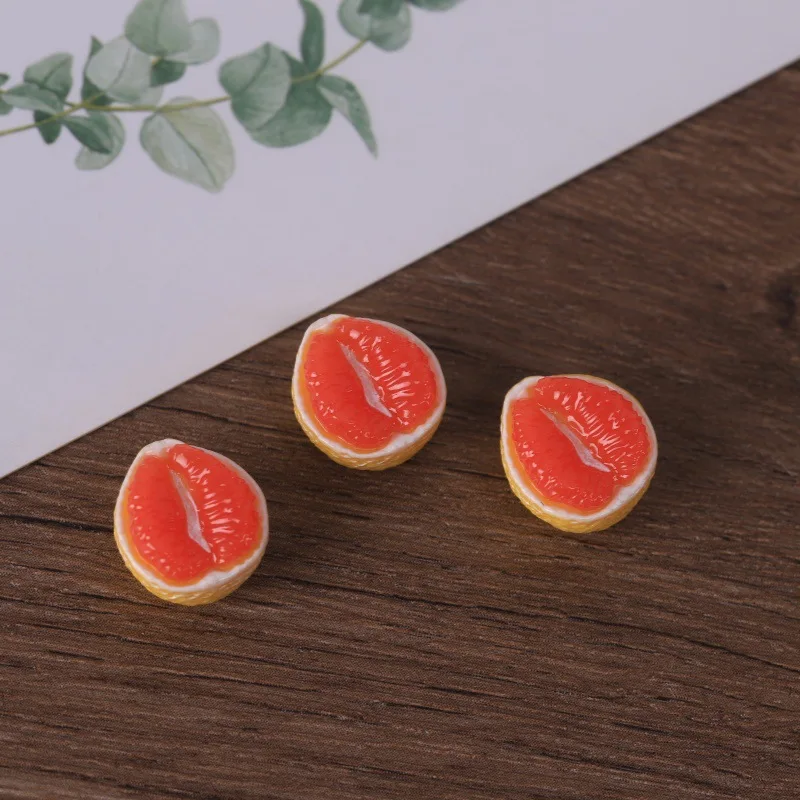 3pcs Mini Red Grapefruit Drink Model DIY Resin Fruit Fridge Sticker Kawaii Food Desktop Decor Miniature Craft Doll Accessories