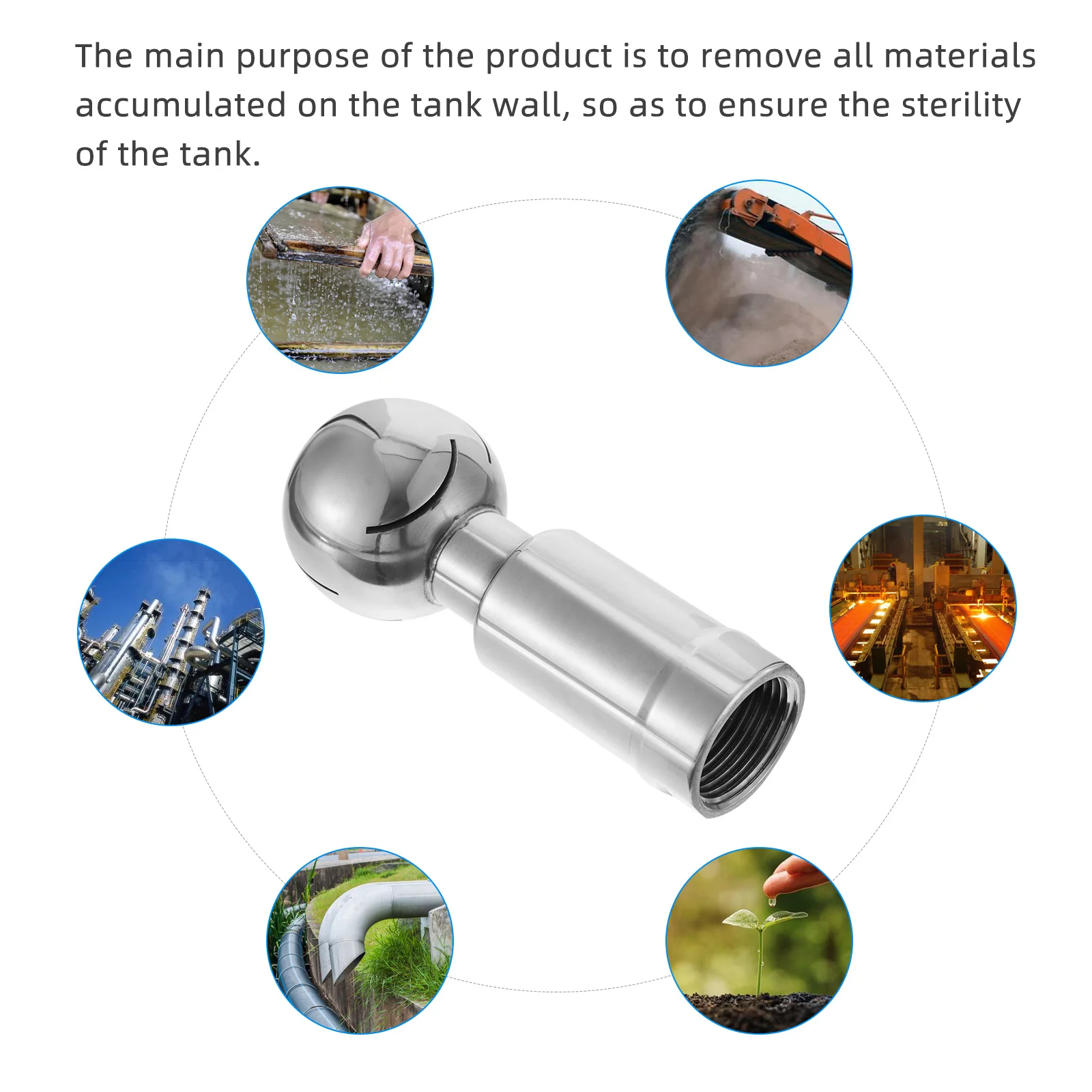 

1pc Stainless Steel 360 Degree Rotatory Spray Ball Durable Corrosion Resistant Tank Cleaning Device Garden Watering System