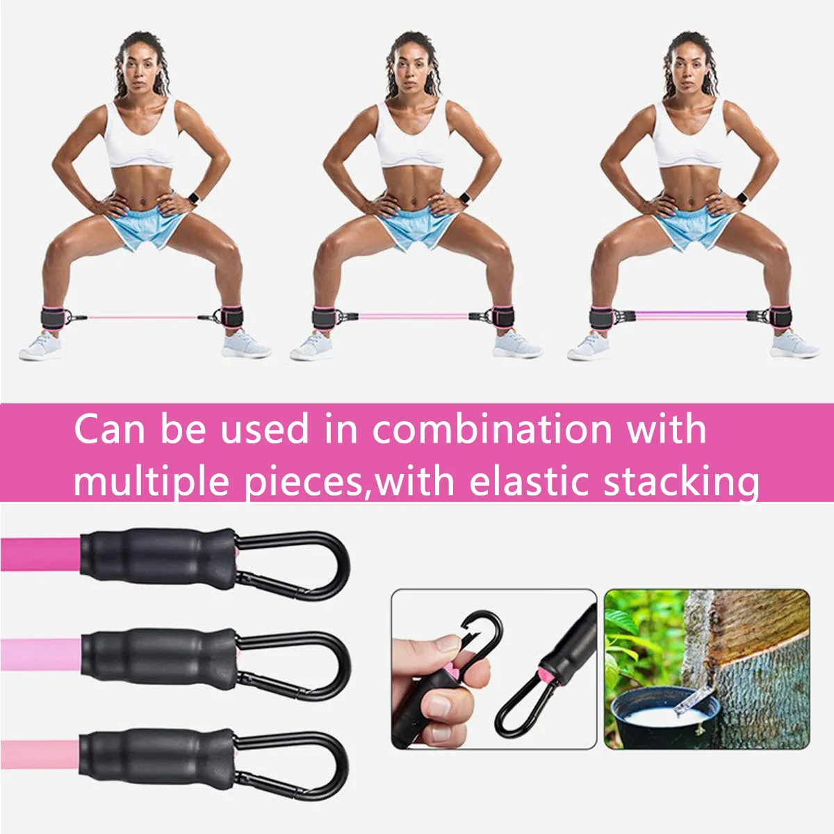 Padded Ankle Straps for Cable Machines, Double D-Ring, Fitness Ankle Cuffs, Gym Workouts, Rebound Leg Extension, 5Pcs per Set