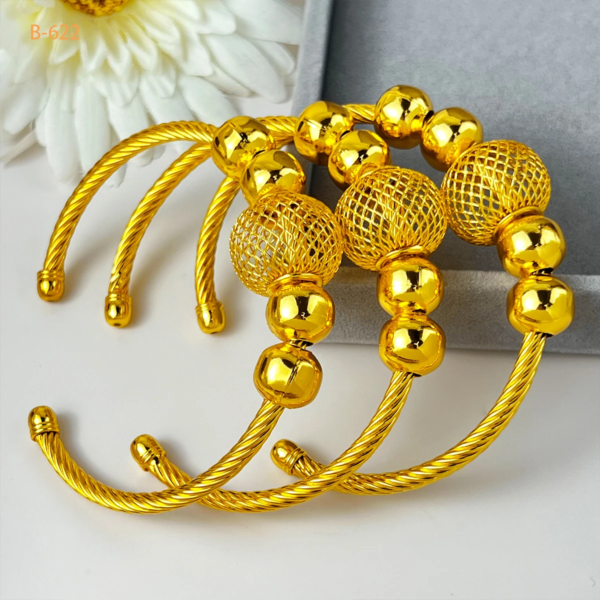 Brazaletes africanos de Color dorado de 24k para mujer, pulseras de boda, joyería de mano árabe, regalos hawaianos, Dubai, lujo, nuevo