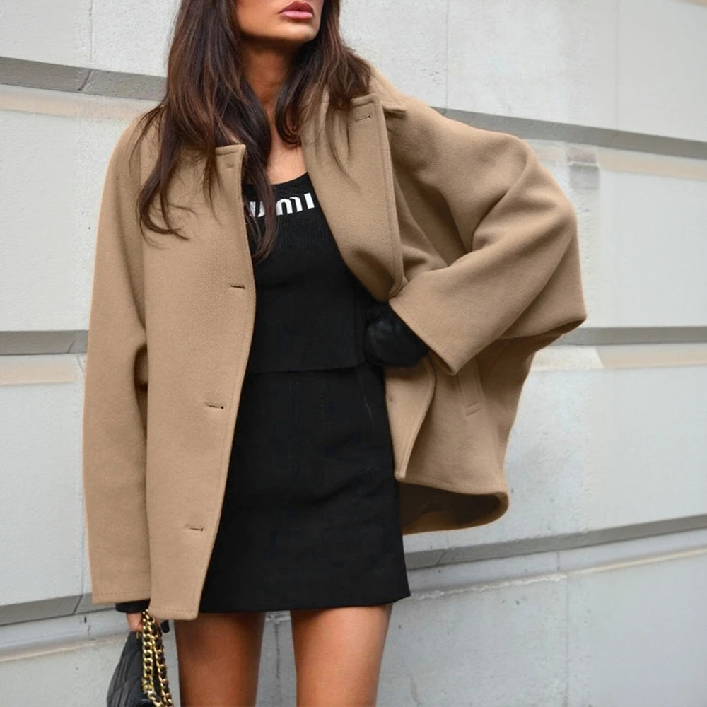 

Autumn Winter Coats 2025 Women's Decent Plain Long Sleeve Lapel Button Through Daily Basic Long Coats