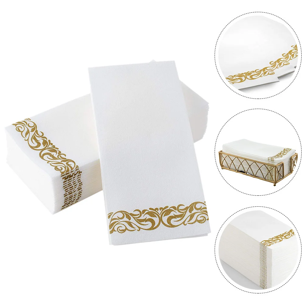 

25 Pcs Gold Decor Paper Napkin Napkins Wood Pulp Wedding Decorative Hotel Desktop Dinner Golden Party