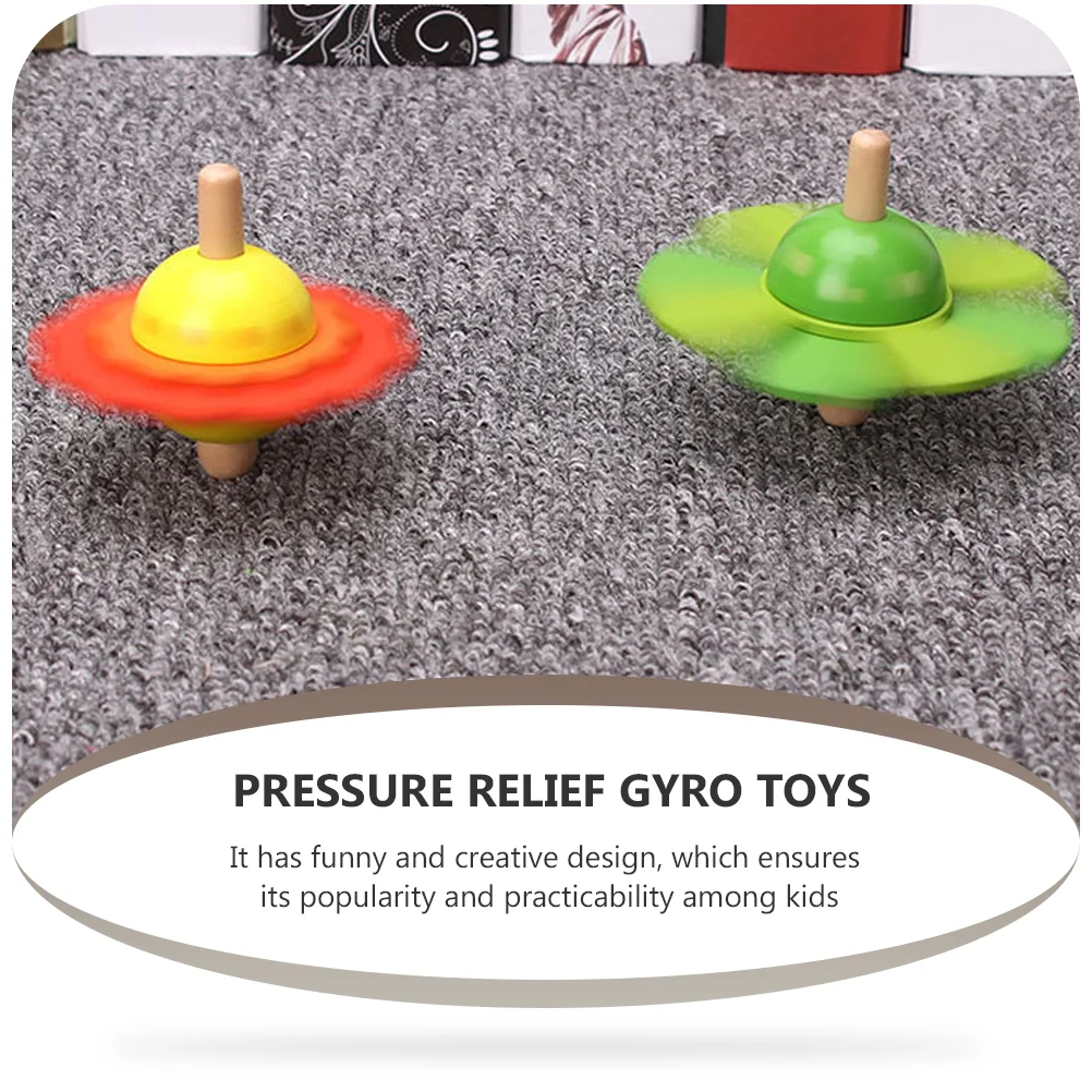 4 Pcs Flower Spinning Top Wooden Gyro Children Plaything Toys Kids Educational Shape Pressure Relief Baby Rotating Funny