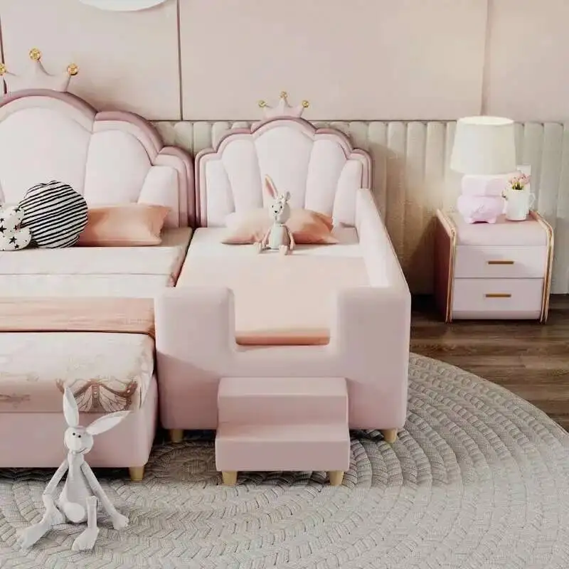 

Girls Luxury Bed Modern Soft Design House Loft Children Beds Frame Mattress Pedicure Letto Matrimoniale Entrance Hall Furniture