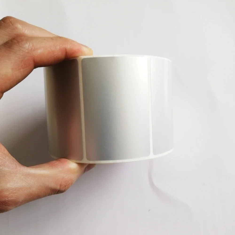 Waterproof Label 60*40*1000 Single Row Matte Silver PET Self-adhesive Stickerr for Thermal Printer Transfer