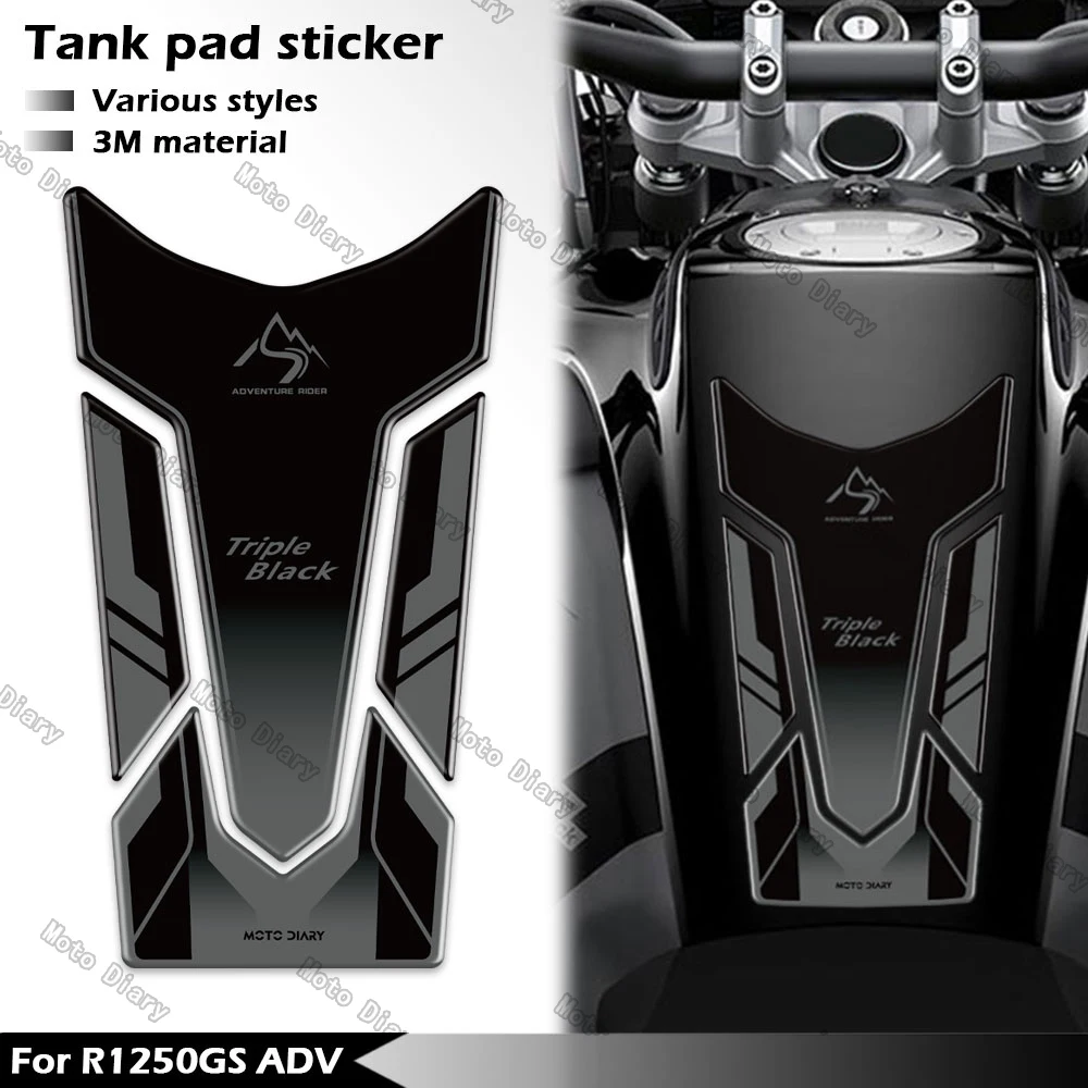 

For R1250GS ADV R 1250 GS Adventure 3D Motorcycle Tank Pad Sticker Protector Decal Rallye HP4 Triple black 40 years 2022-2024