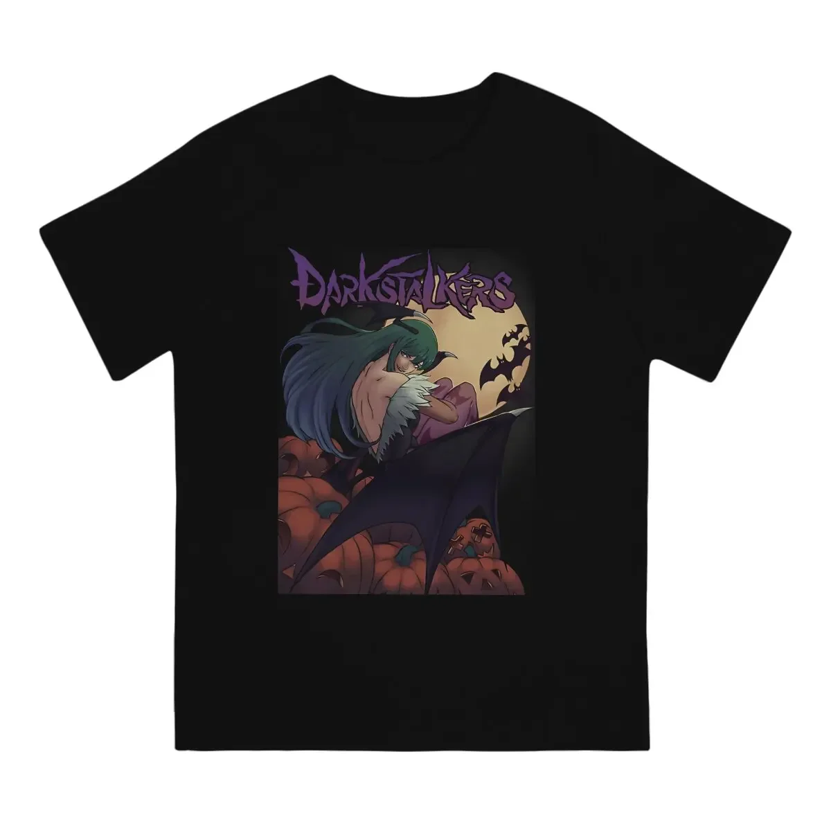 Men T-Shirt Morrigan Vintage 100% Cotton Tees Short Sleeve Darkstalkers Game T Shirt Round Neck Clothes Printing