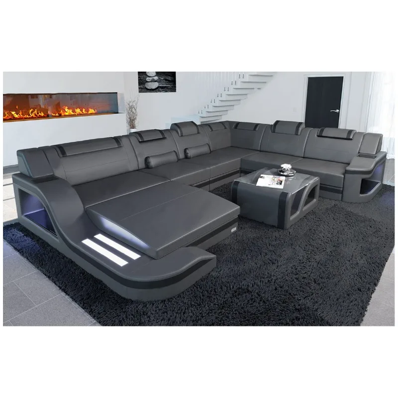 Sofa first layer cowhide modern simple size apartment living room corner combination complete furniture