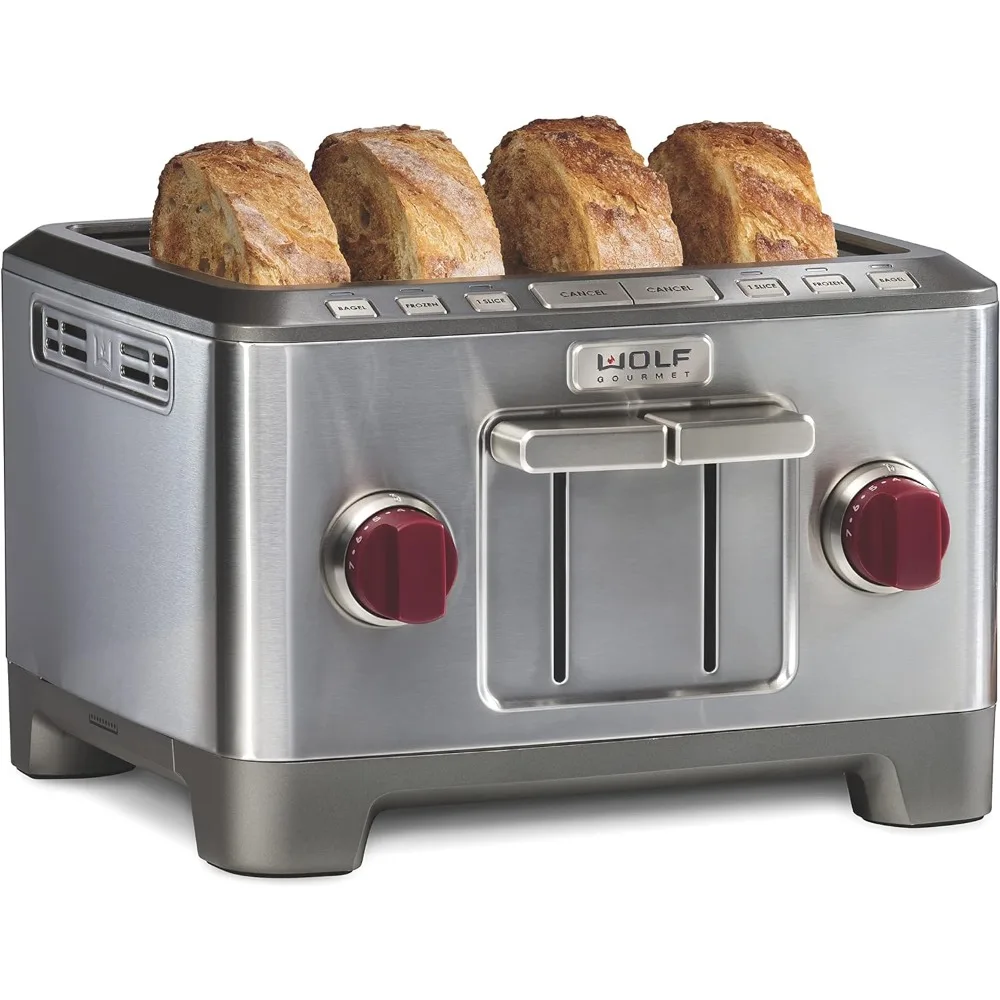 4-Slice Extra-Wide Slot Toaster with Shade Selector, Bagel and Defrost Settings, Red Knob, Stainless Steel (WGTR154S)