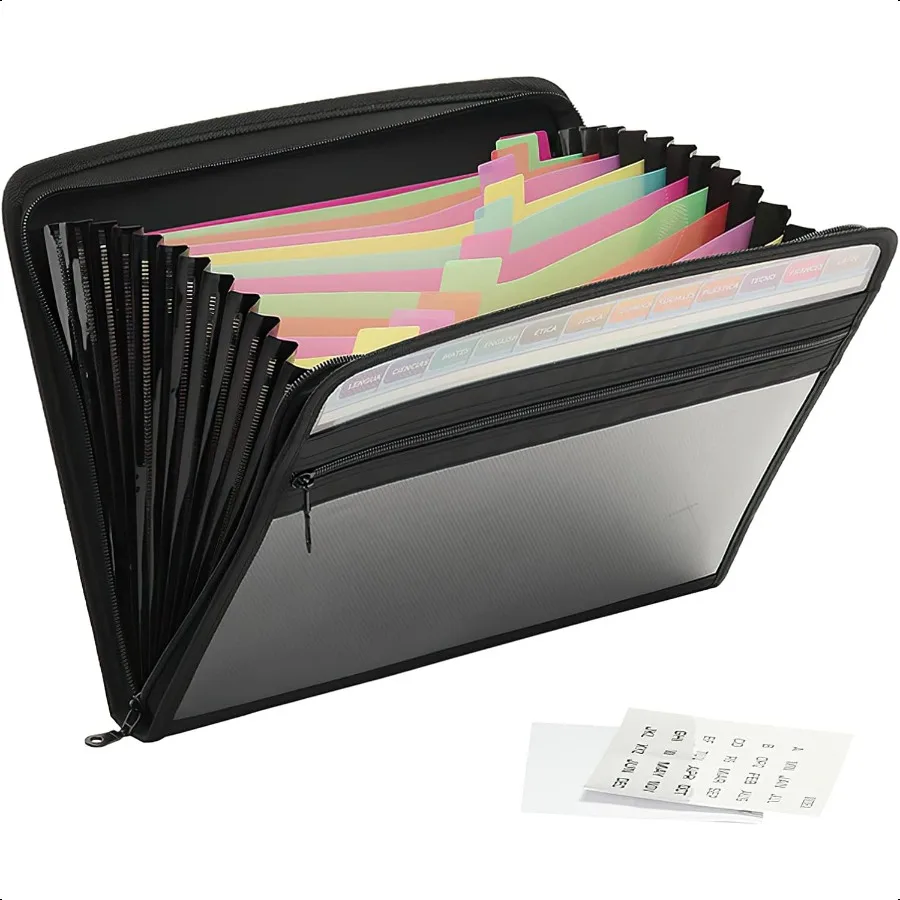 

Clearance Expanding File Folder 13 Rainbow Pocket Accordion File Folder with Zipper Closure and Sticky Labels Expandable Docume