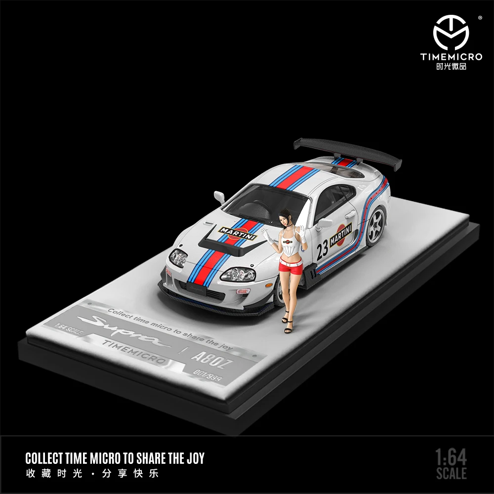 

TIMEMICRO 1/64 Toyota SUPRA A80Z Martini Spoon HKS painted simulation alloy car model decoration