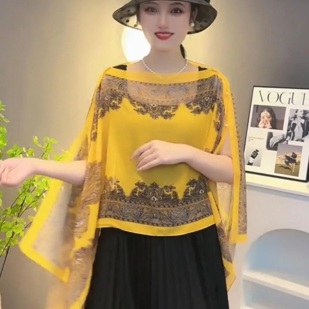 Soft Sunscreen Shawl Sun Protection Shawl Bikini Cover Chiffon Muffler Scarf Bridal Neck Wrap Temperament Cardigan