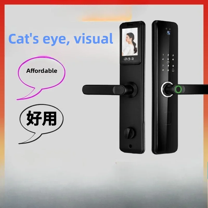 New Smart Password Electronic Door Lock, Home Door Lock with Cat Eye Fingerprint NFC Smart Fingerprint Lock High Definition Scre