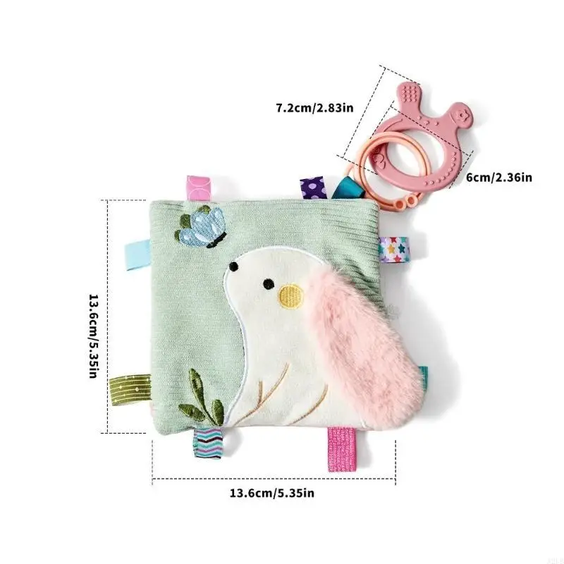 Colorful Baby Rabbit Soothing Towel Toy Easy Grip Comforter Promote Visual Development Sensory Stimulation Teether Toy A2UB