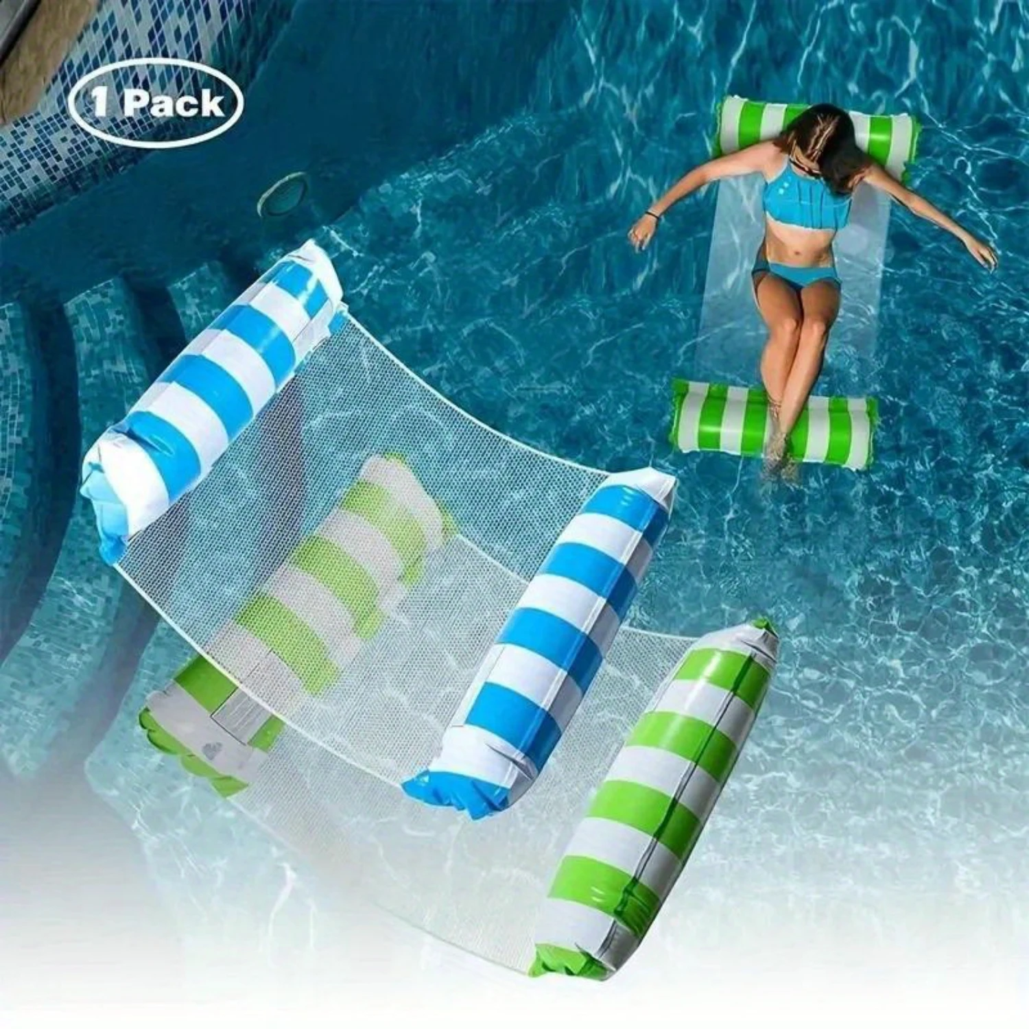 1PC Inflatable Float Hammock floaties for adults Perfect for Poolside Lounging This Summer Water Play Accessories