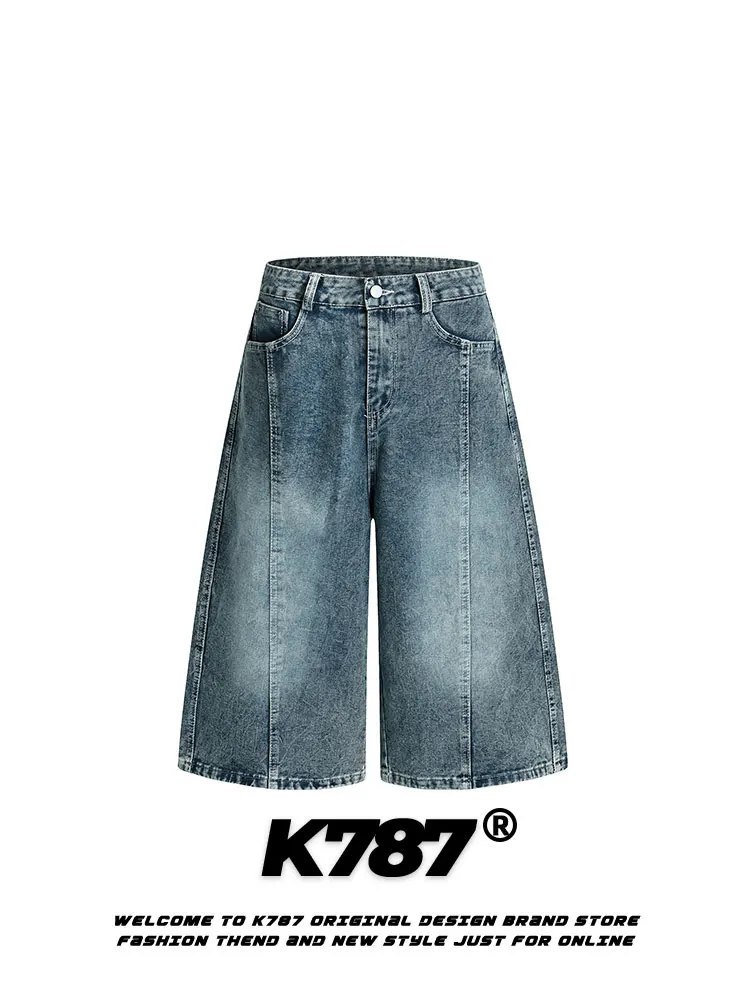 

Джинсы K787 в американском ретро-стиле, укороченные, свободные, прямые, широкие штанины, летние, унисекс, повседневные