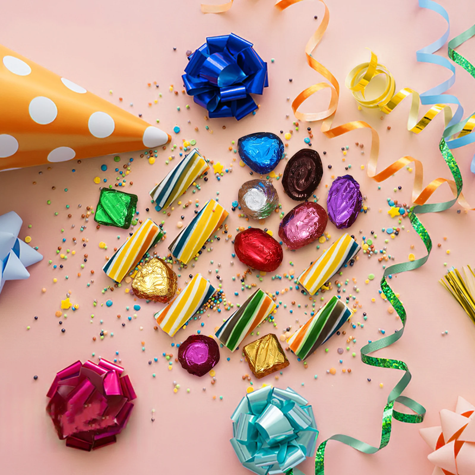 

900pcs Chocolate Aluminum Paper Glossy Mixed Color Candy Wrapper For Baking Wedding Party Favor Bakery Kitchen Bar Tools Foil