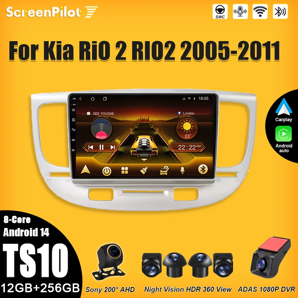 

Android 15 FOR Car Radio Kia RiO 2 RIO2 2005-2011 Multimedia Video Player 2 din Carplay Touch Screen Intelligent System Wifi 5G