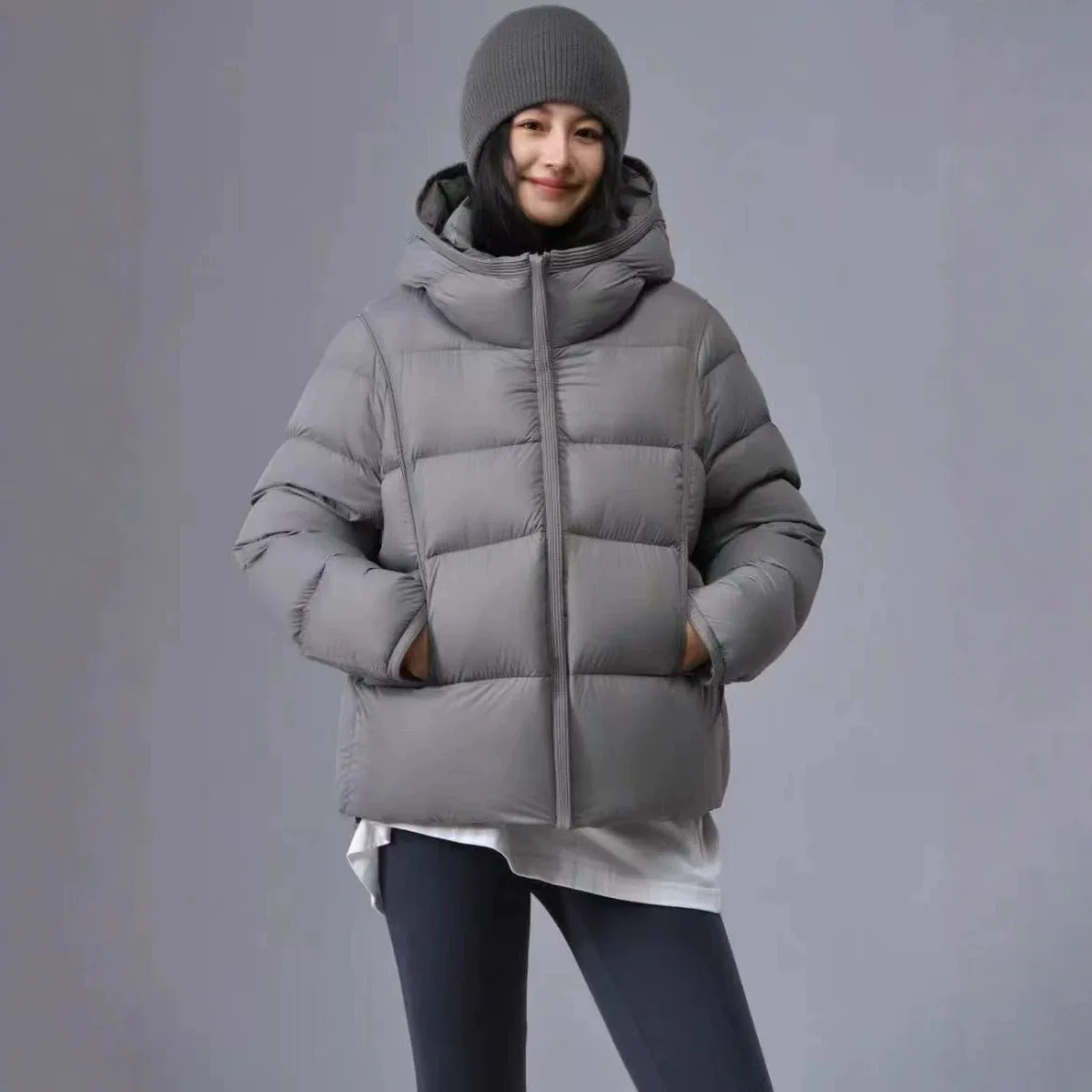 Winter Short Solid Hooded Fluffy Down Jacket Women White Duck Down Quilted Outwears Female Waterproof Warm Zipper Parker Jacket