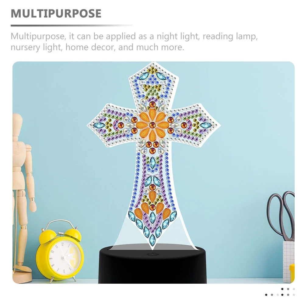 

DIY Diamond Art Night Light Cross Shape Table Lamp for Bedroom Desk Decor Reading Lamp Home Decor Gift Diamond Art Light