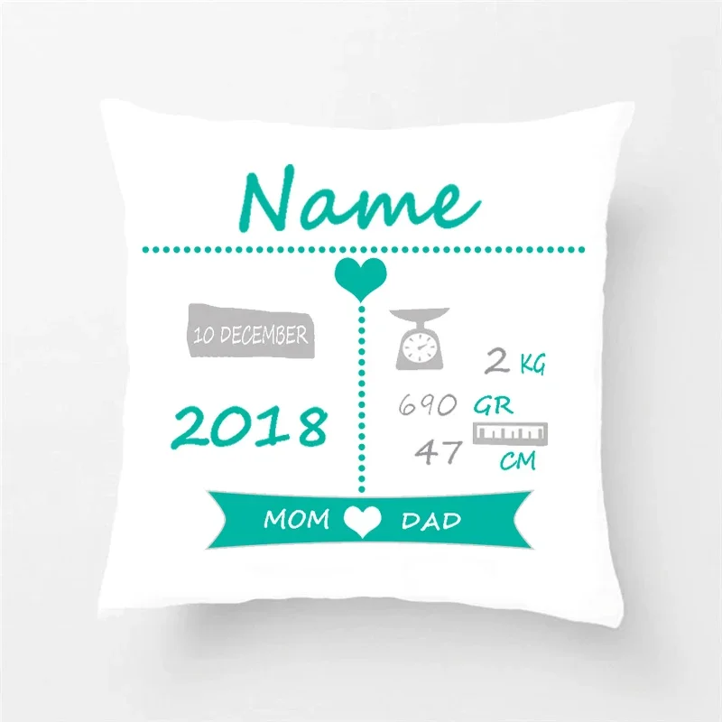 

Personalized Baby Birth Pillow Cases Birth Stats Customized Throw Pillow Cover New Baby Birthday Gift Nursery Pillow