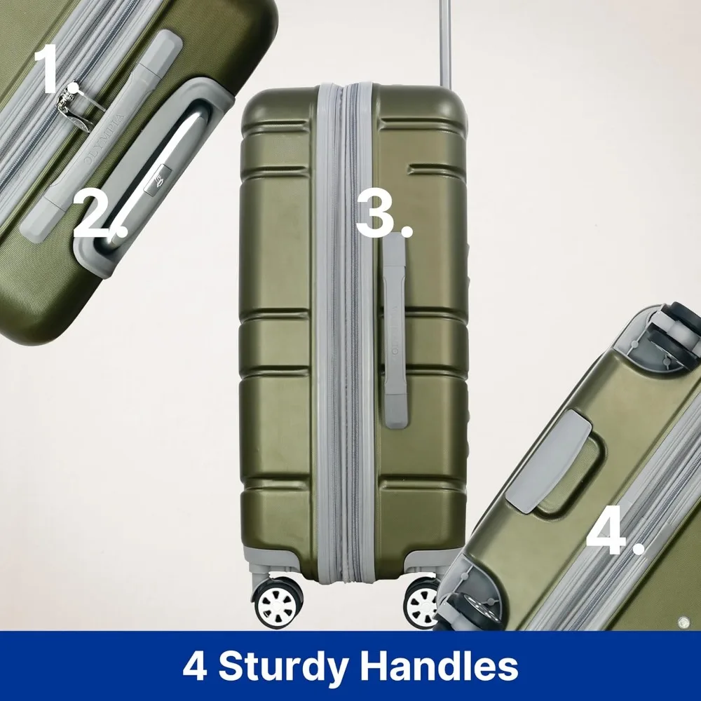 Lightweight 22 Inch Expandable Hardside Spinner Luggage with Lock, Carry-On Suitcase for Travel, USA Denmark Design