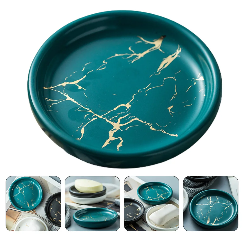 

1Pcs Nordic Style Marble Stripe Soap Dish Ceramic Plate Bathroom Accessory Non Slip Soap Holder Elegant Bathroom Storage