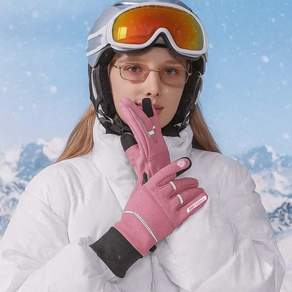 

Polar Fleece Plush Thickened Gloves Soft Reflective Stripe Unisex Windproof Gloves Touch Screen Warmer Finger Mittens Autumn