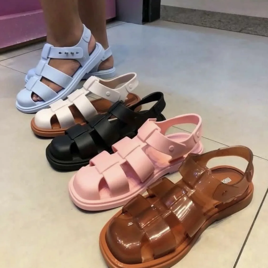 Mini Melissa Women Wedge Sandals Premium Orthopedic Open Toe Sandals Vintage Anti-slip Leather Casual Female Platform Retro Shoe