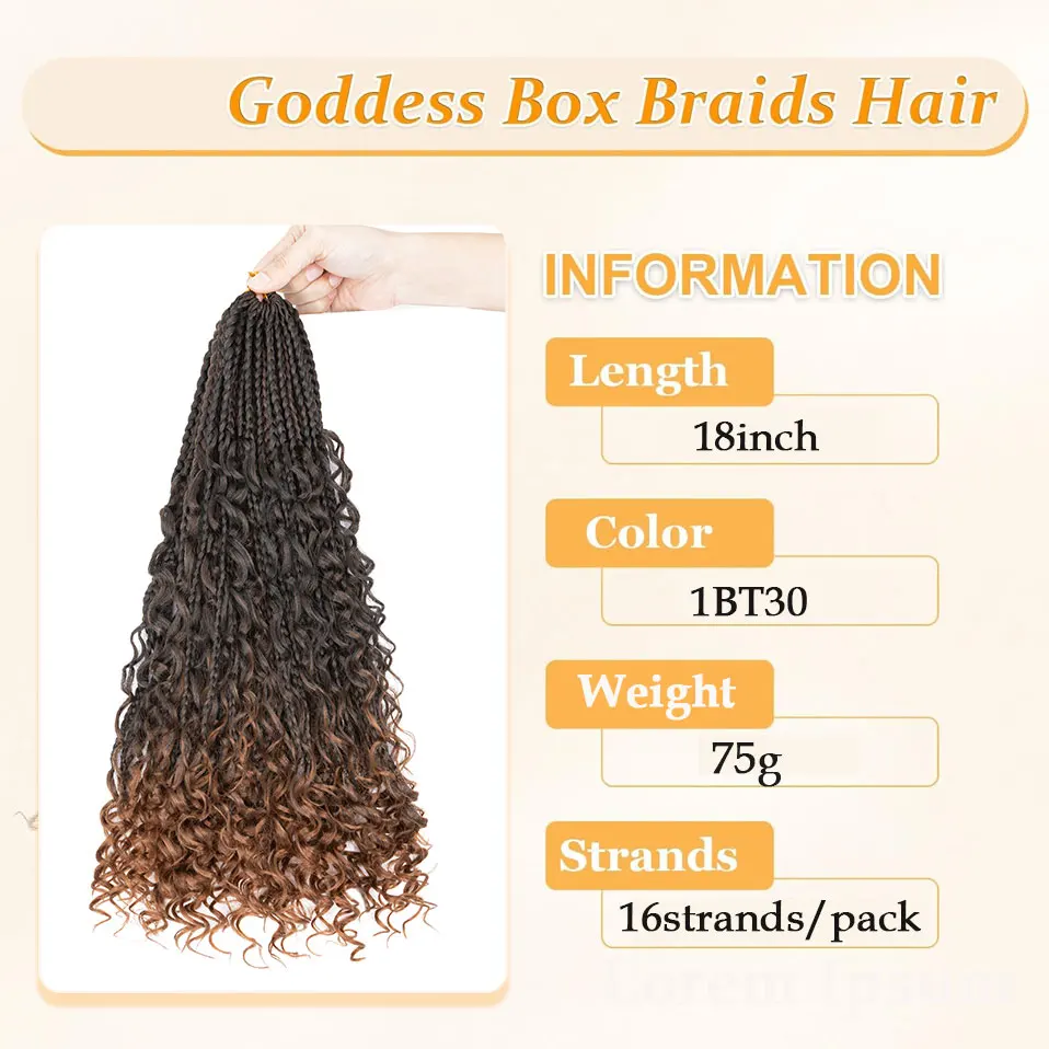 Benehair Goddess Box Braids Crochet Hair Synthetic 18 Inch Boho Crochet Hair Box Braids With Curly Ends 16Strands Bohomian