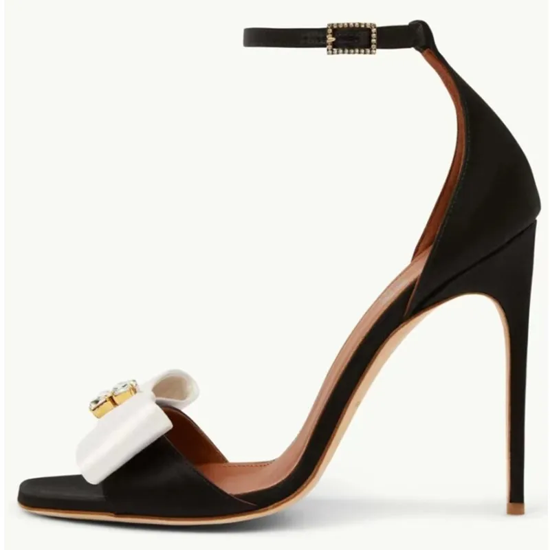 

Новинка лета 2023, модные женские босоножки на шпильках, соблазнительная классическая женская обувь с квадратным бантом в Европе и Америке