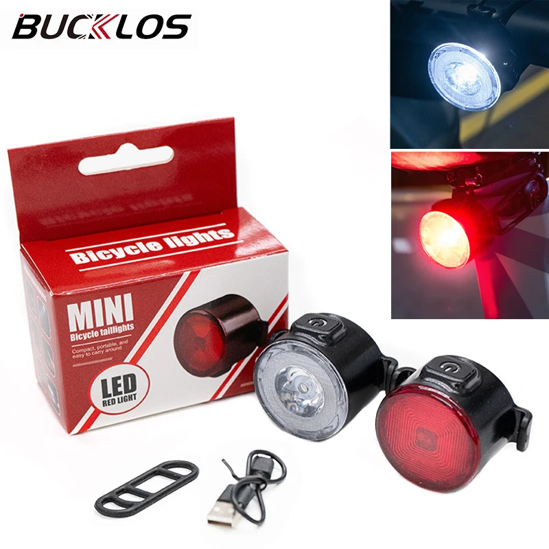 

Bucklos Cycling Light Front Rear Bike Light USB Super Bright Road Bicycle Taillight Warning Brake Rear Lamp Waterproof Light