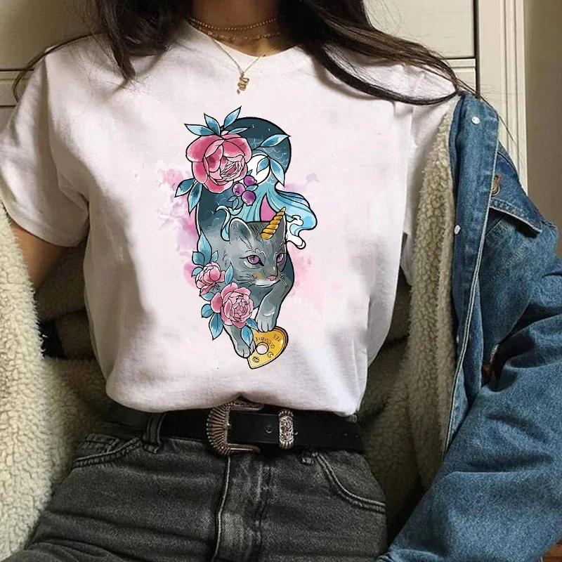 Women Printing Print Graphic Fox Watercolor Summer Autumn Cute 90s Fashion Clothes Lady Tees Tops Female T Shirt Womens T-Shirt