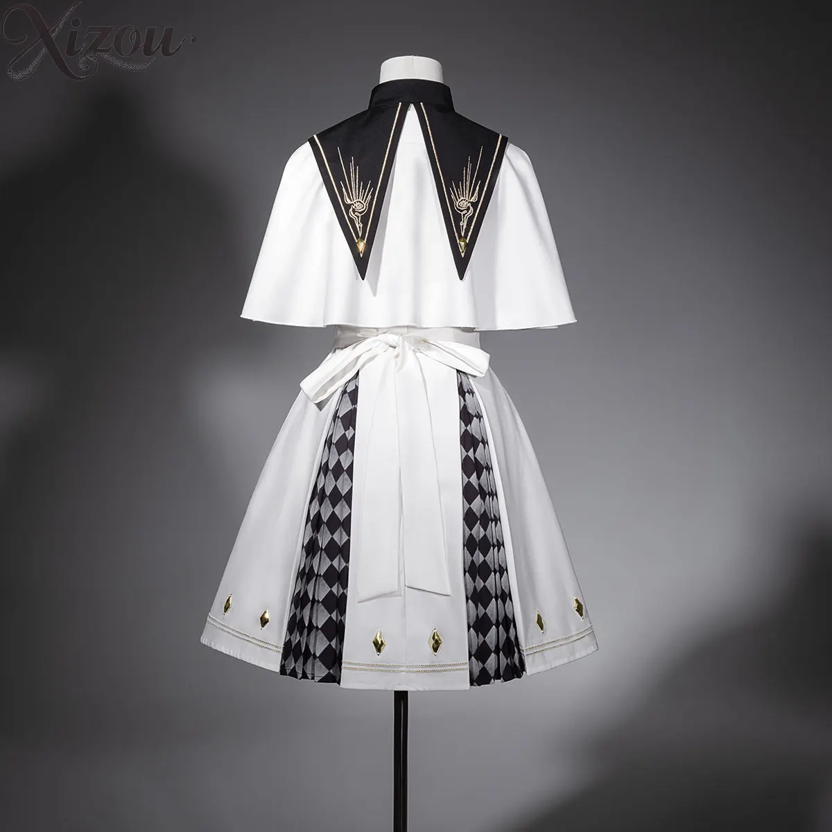 Dark Gothic Lolita Suit False Collar Cape Suspender Dress Carnival White Outfit Female Cosplay European Court Vintage Retro